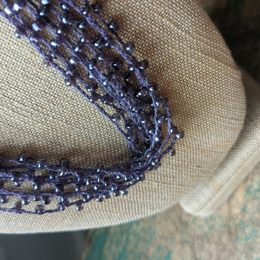 ETSY I NWT Handmade Beaded Purple Layered Crochet Necklace - Picture 2 of 11